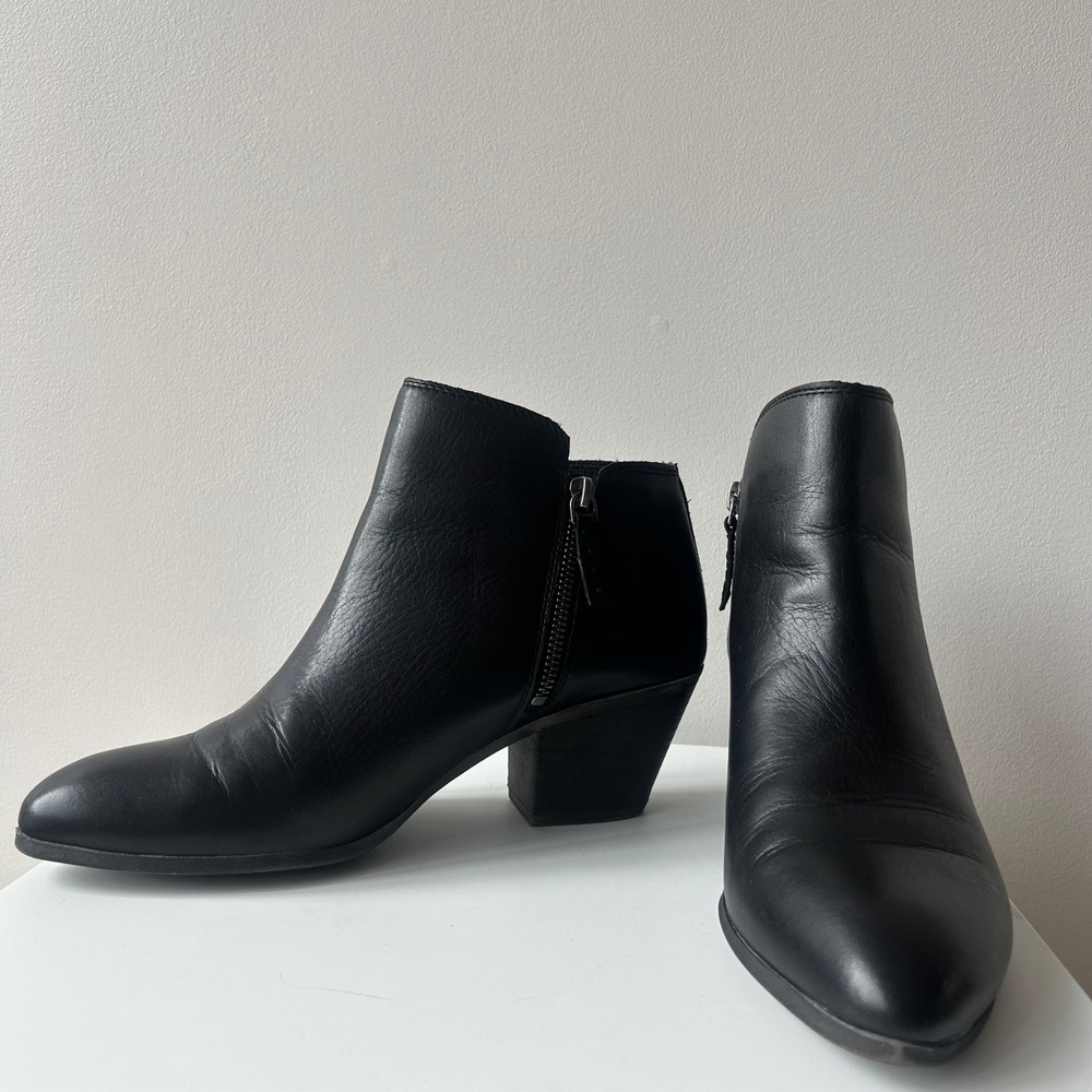 Frye‎ Judith Ankle Boots Women 9.5 Black Leather Block Heel Double Zip Western